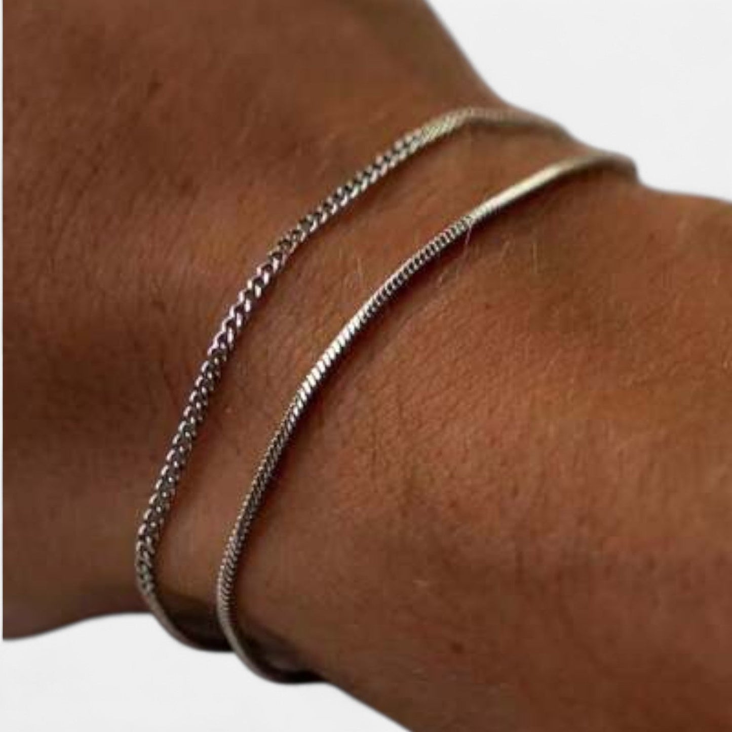 Valciens | Men's Minimalist Bracelet Set – Silver-Tone Steel, Sporty Versatility (2pcs)