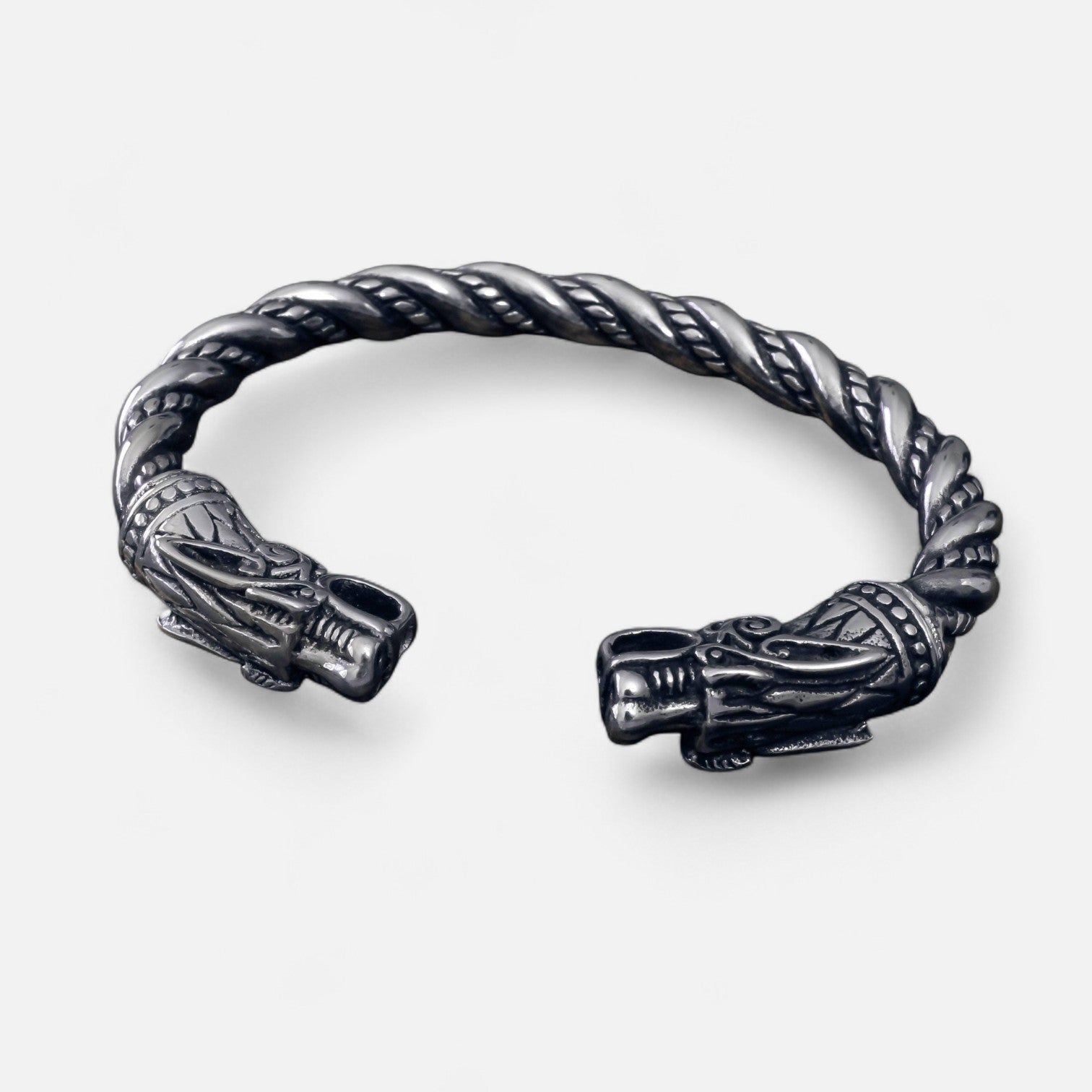 Valciens | Men's Wolf Head Torc Bracelet – Stainless Steel Strength, Symbolic Power